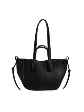 Faux Leather Tote Bag with Double Shoulder Straps Handles